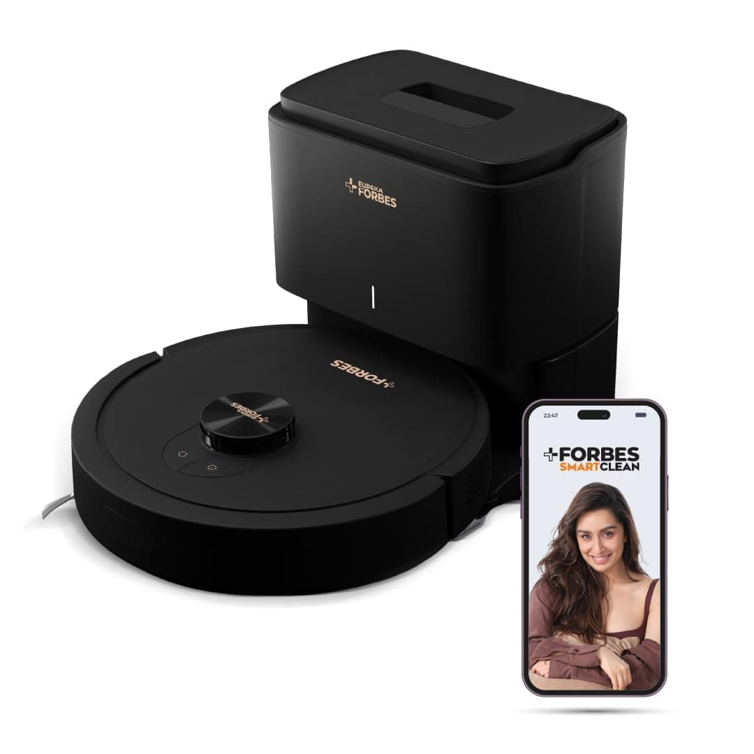 Eureka Forbes SmartClean with Auto Bin Turbo, 7000Pa HyperSuction Robotic Vacuum Cleaner (40 Days Hands-Free Cleaning) | LiDAR 3.0 & Quick Home Mapping| Wet Mopping | Self Emptying Bin image 1