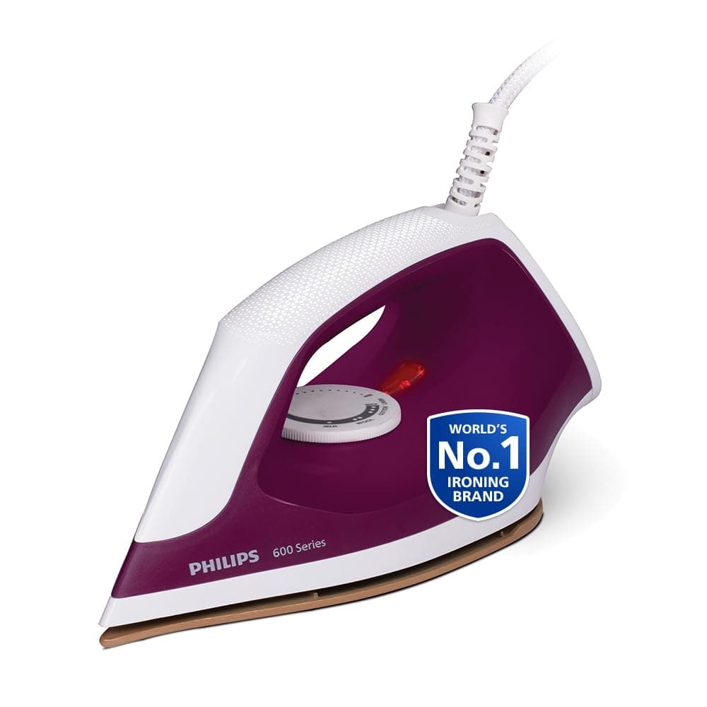 Philips Dry Iron DST0610/30 with 3 year warranty (World No.1 Ironing Brand) Powerful 1000 Watts for Fast heat up & Golden Advanced Alloy Soleplate with Uniform Heat Distribution image 1