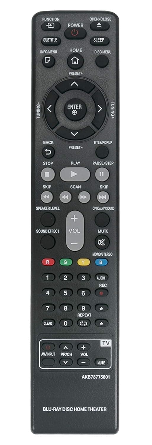 AKB73775801 Replaced Remote Compatible with LG BLU-RAY DVD Player BH4030S BH4430P BH4530T BH5140 BH5140S BH5140SF0 BH5440P BH5540T BH6230S BH6240S BH6330H BH6340H S43S2-S (Black) image 1