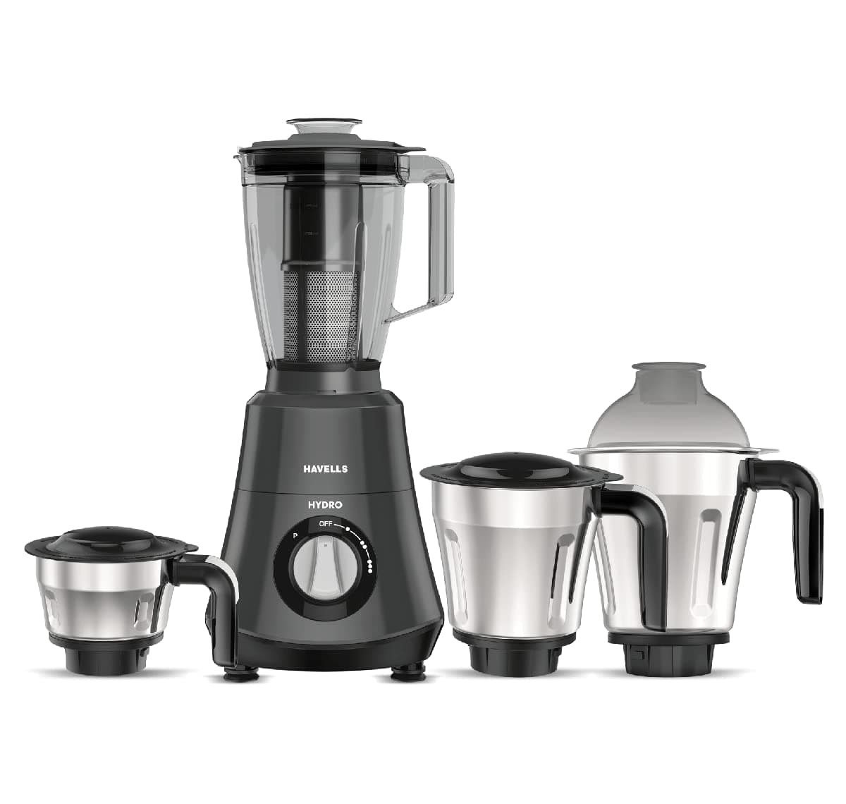 Havells Hydro 750 watt Mixer Grinder with 4 jar Wider mouth Stainless Steel Jar