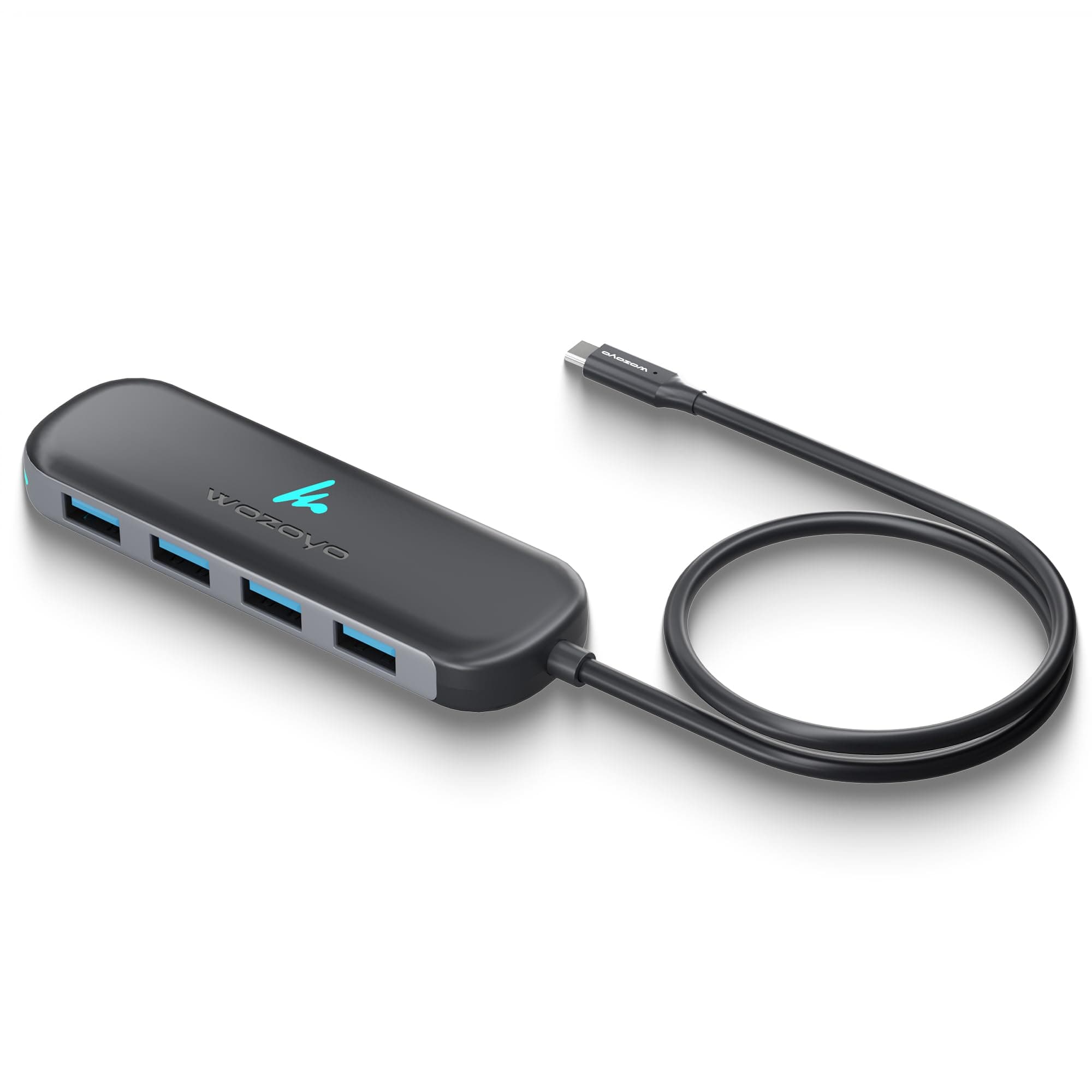 Type C to 4 Port Wozoyo USB 3.2 Hub, 4XUSB 5Gbps,Data Transfer Upto 5Gbps,Plug & Play,Multiport Type C Hub with 30cm Cable,Compatible with MacBook, Laptop,Tablet, Smartphones & Type C Enabled Devices
