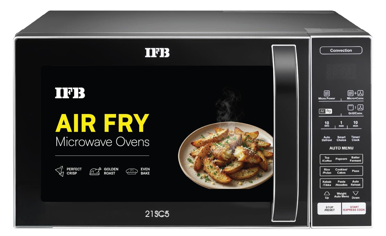 IFB 21L Air Fry Convection Microwave with 5 in 1 Versatility Bake, Grill, Roast, Reheat & Multi-Stage Cooking, Auto Cook Menus (21SC5, Silver, Weight Defrost, Steam Clean, 10 Power Levels) image 1