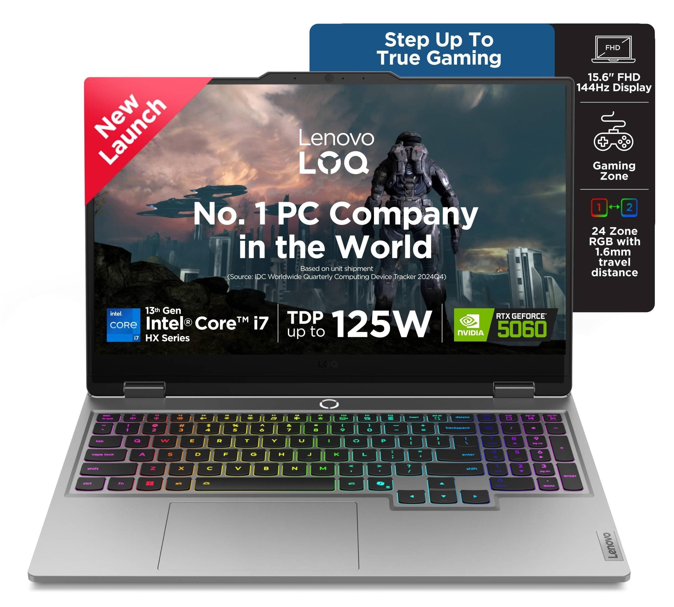 Lenovo LOQ Intel Core i7-13650HX | NVIDIA RTX 5060 8GB (16GB RAM/1TB SSD/144Hz Refresh Rate/572 AI TOPS/15.6" (39.6cm)/Windows 11/Office 2024/Grey/2.4Kg), 83JE01F0IN Gaming Laptop
